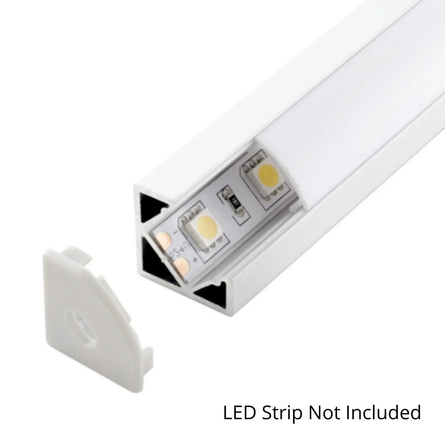 LED Strip Aluminium Corner Profile Milky Cover Cabinet LED Corner Profile 19x19mm — view 6 — House of LEDs UK