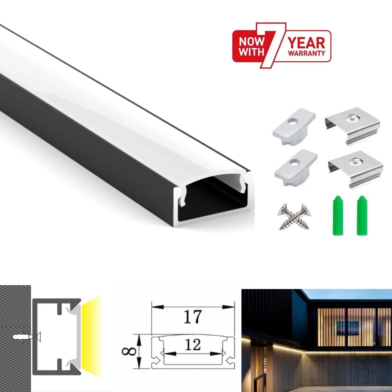 LED Strip Aluminium Profile Channel Milky Cover Cabinet Aluminium Black — House of LEDs UK