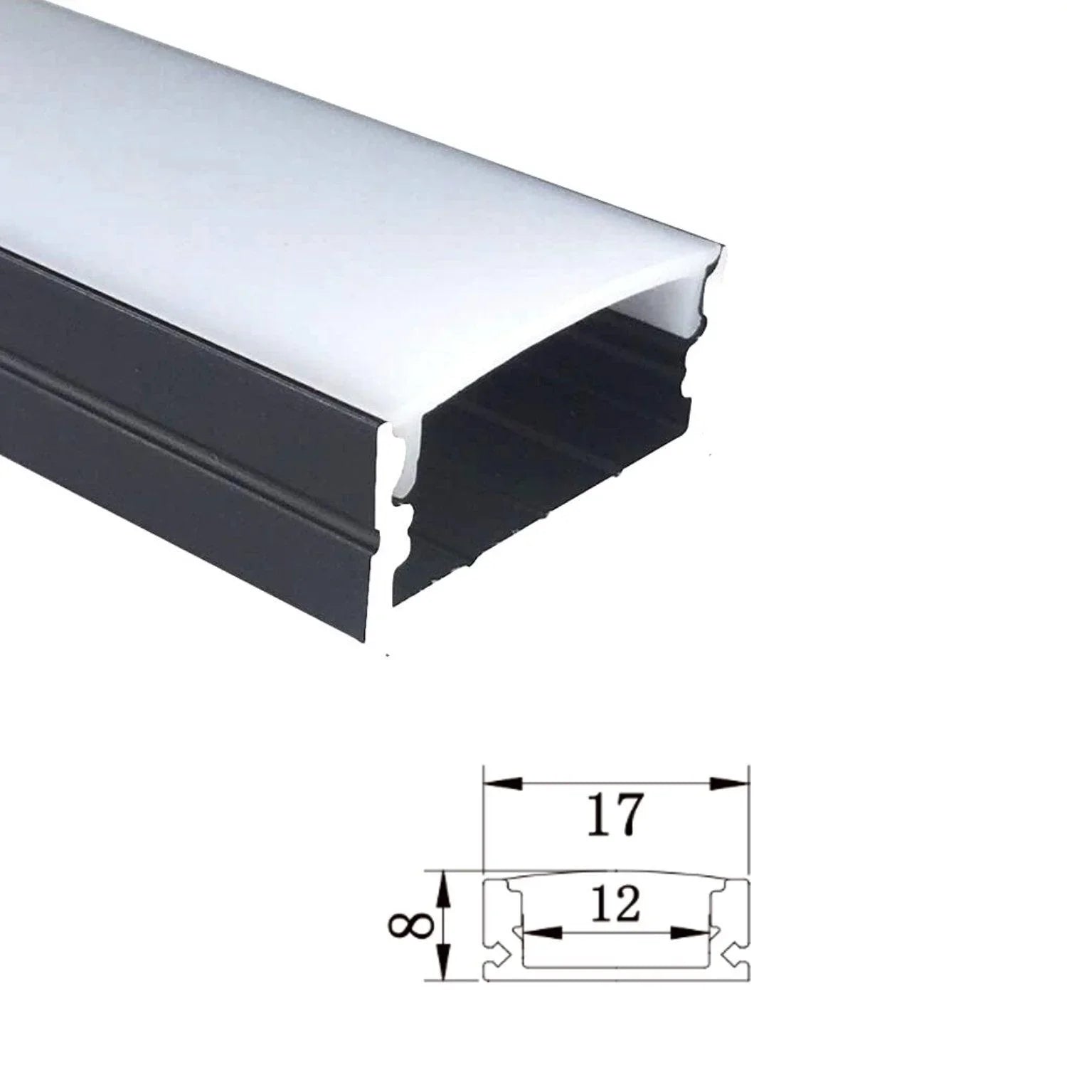 LED Strip Aluminium Profile Channel Milky Cover Cabinet Aluminium Black — view 3 — House of LEDs UK
