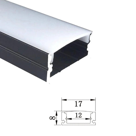 LED Strip Aluminium Profile Channel Milky Cover Cabinet Aluminium Black — view 3 — House of LEDs UK