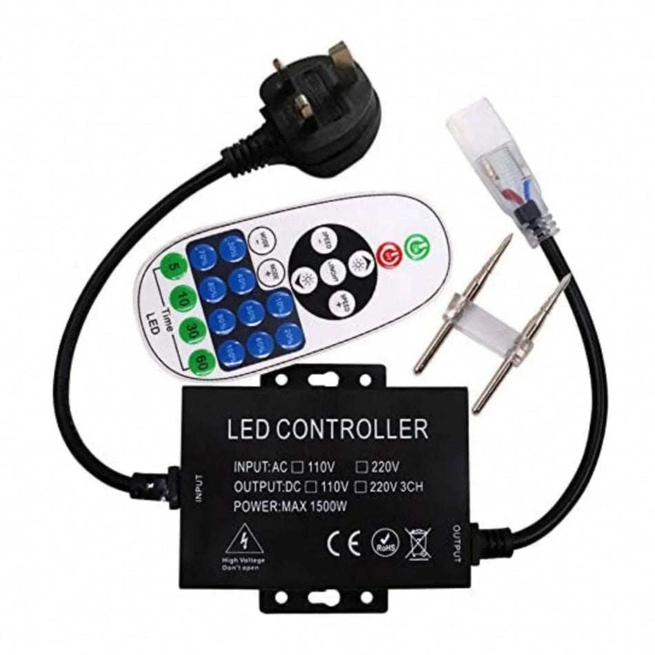 LED Strip Light 220V 240V SMD 2835 120LEDs/m 23-Key RF Remote Control 1500W Dimmer Transformer for Brightness Adjustment — House of LEDs UK