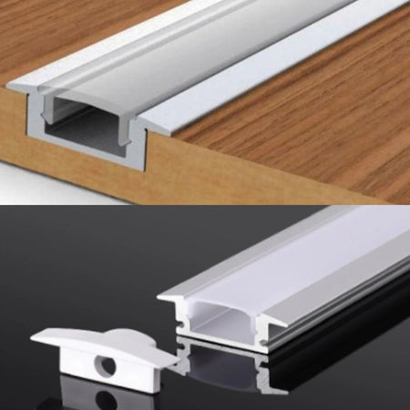 LED Strip Light Aluminium Recessed Profile Milky Cover Cabinet LED Channel — view 7 — House of LEDs UK