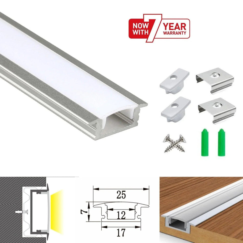 LED Strip Light Aluminium Recessed Profile Milky Cover Cabinet LED Channel — House of LEDs UK