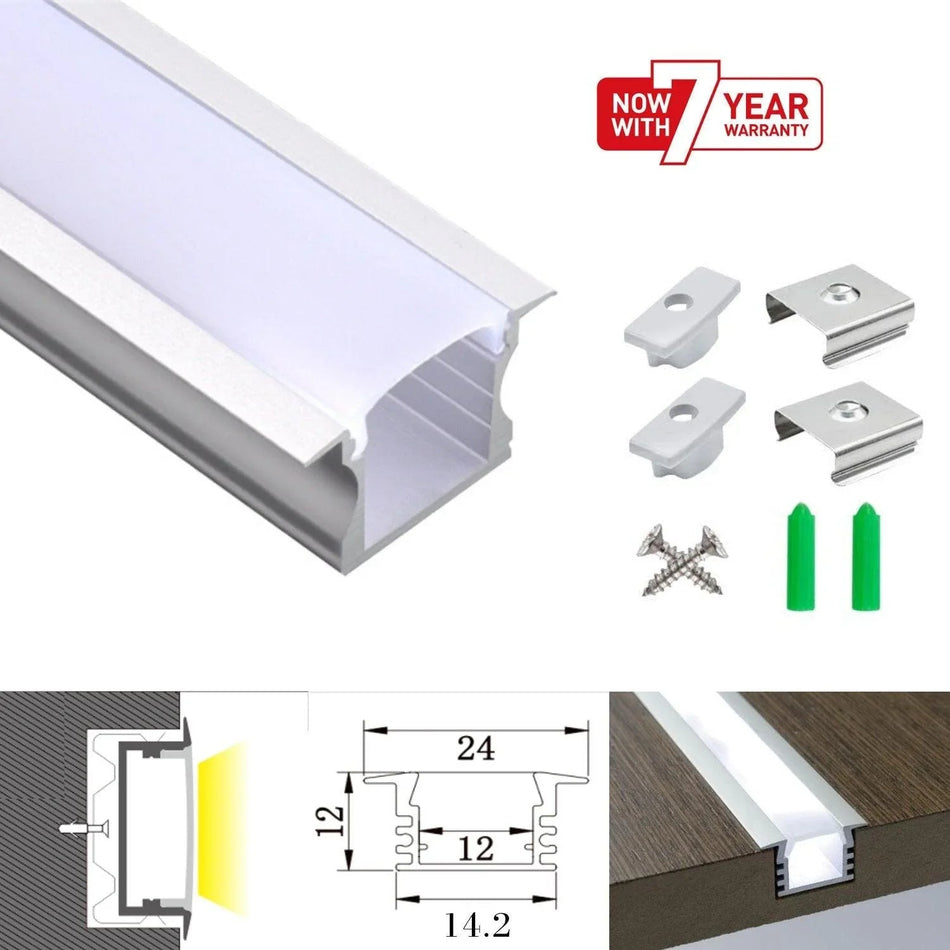 LED Strip Light Aluminium Recessed Profile Milky Cover Cabinet LED Channel — House of LEDs UK