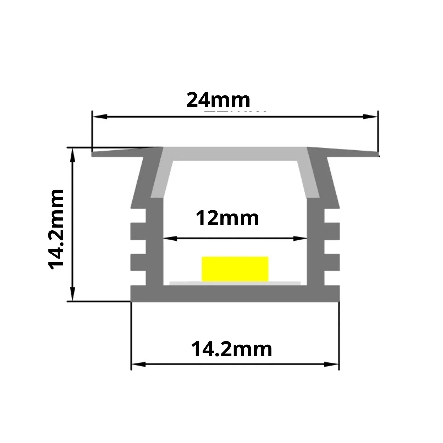 LED Strip Light Aluminium Recessed Profile Milky Cover Cabinet LED Channel — view 2 — House of LEDs UK