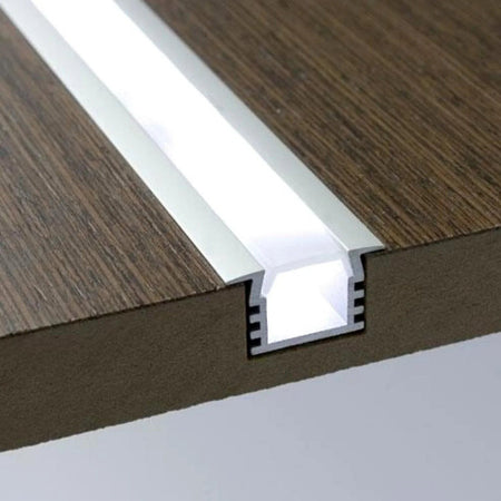 LED Strip Light Aluminium Recessed Profile Milky Cover Cabinet LED Channel — view 4 — House of LEDs UK