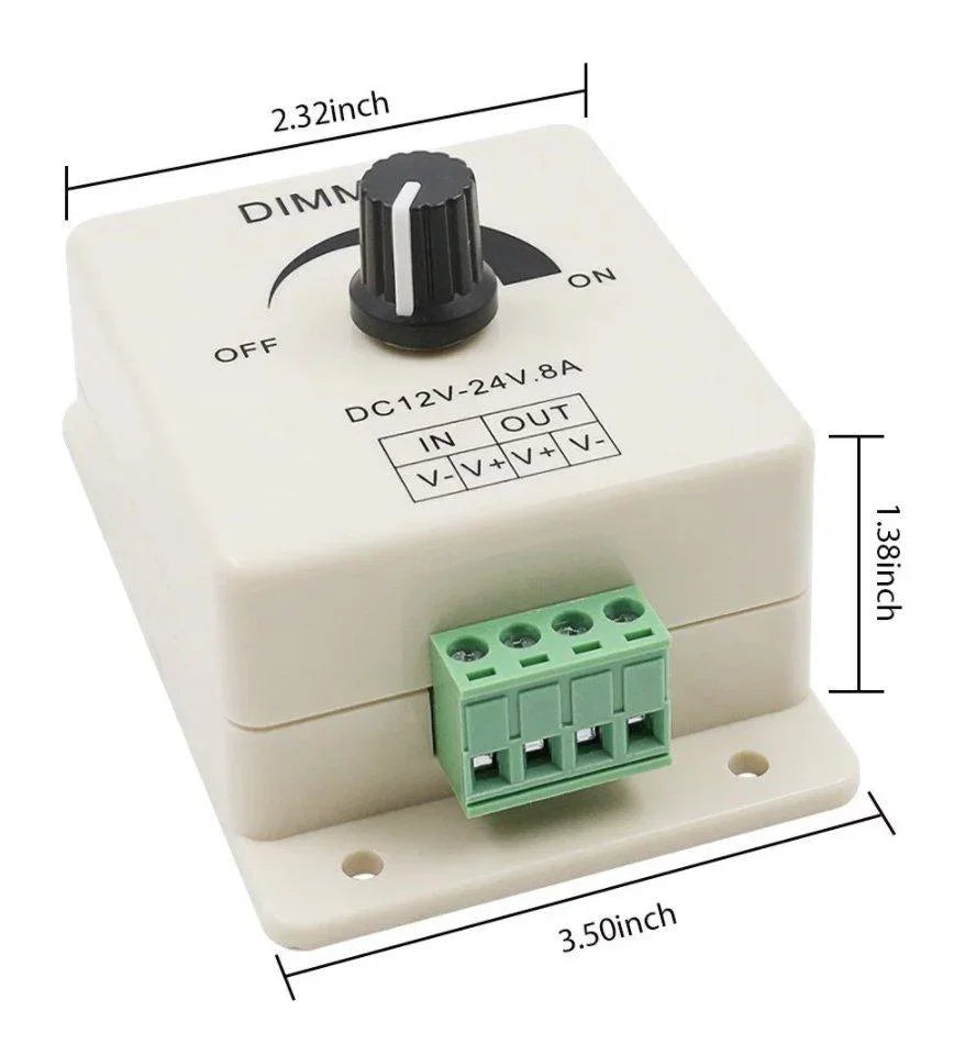 LED Strip & Neon Flex Dimmer Switch DC 12V 24V 8A Adjustable Brightness Single Colour — view 3 — House of LEDs UK