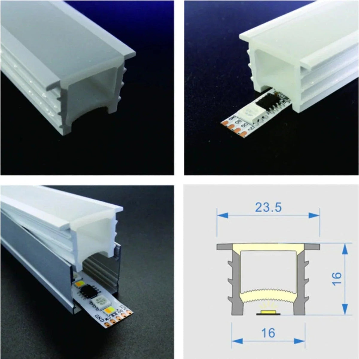 LED Strip Silicone Neon Flex Profile Cover Body Flexible Bendable 16x16mm — view 3 — House of LEDs UK