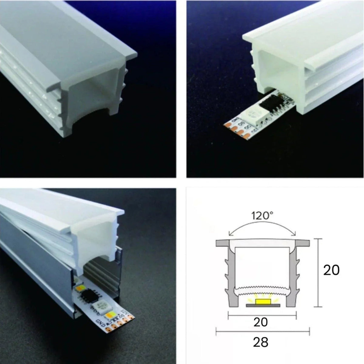 LED Strip Silicone Neon Flex Profile Cover Body Flexible Bendable 20x20mm — view 5 — House of LEDs UK