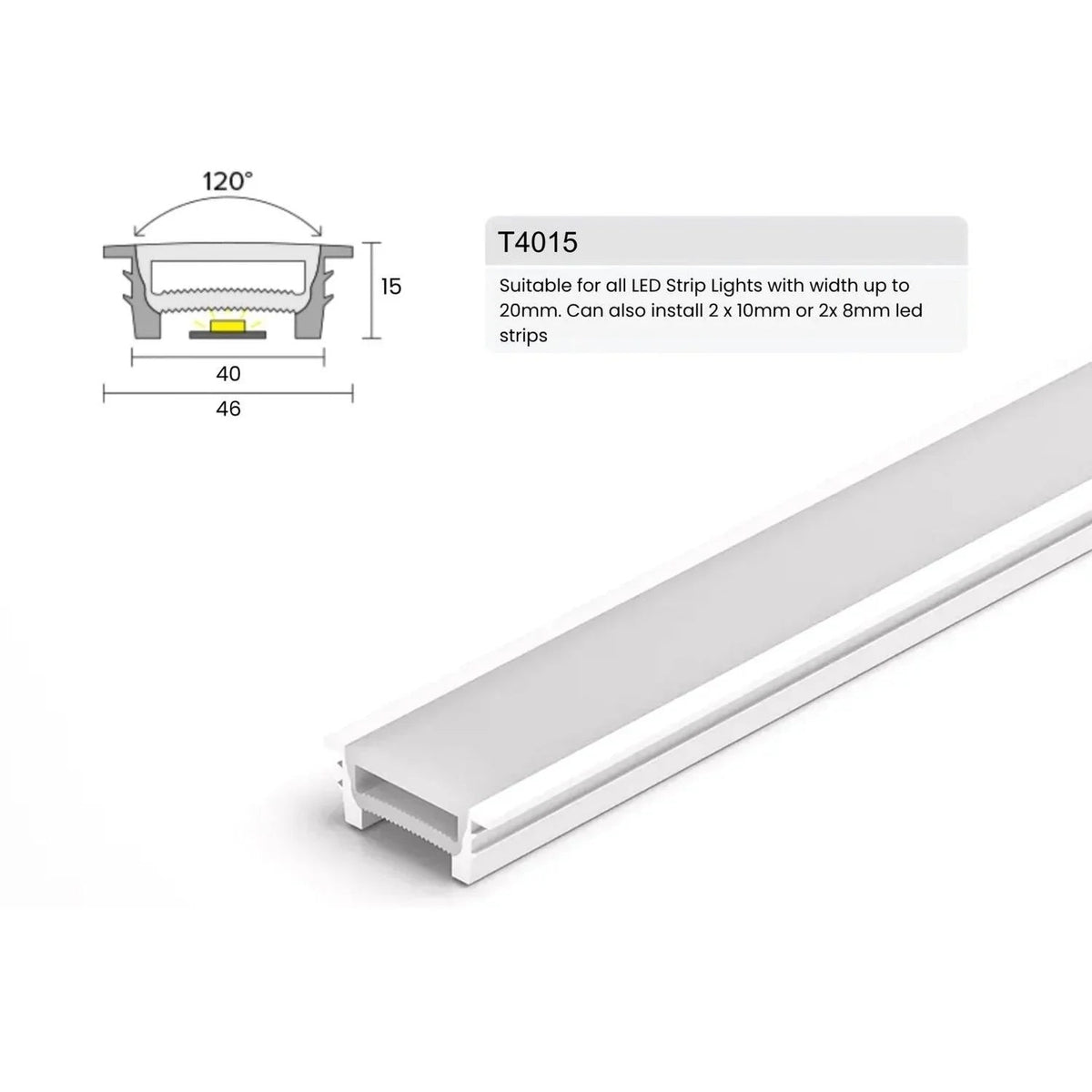 LED Strip Silicone Neon Flex Profile Cover Body Flexible Bendable 40x15mm — view 3 — House of LEDs UK