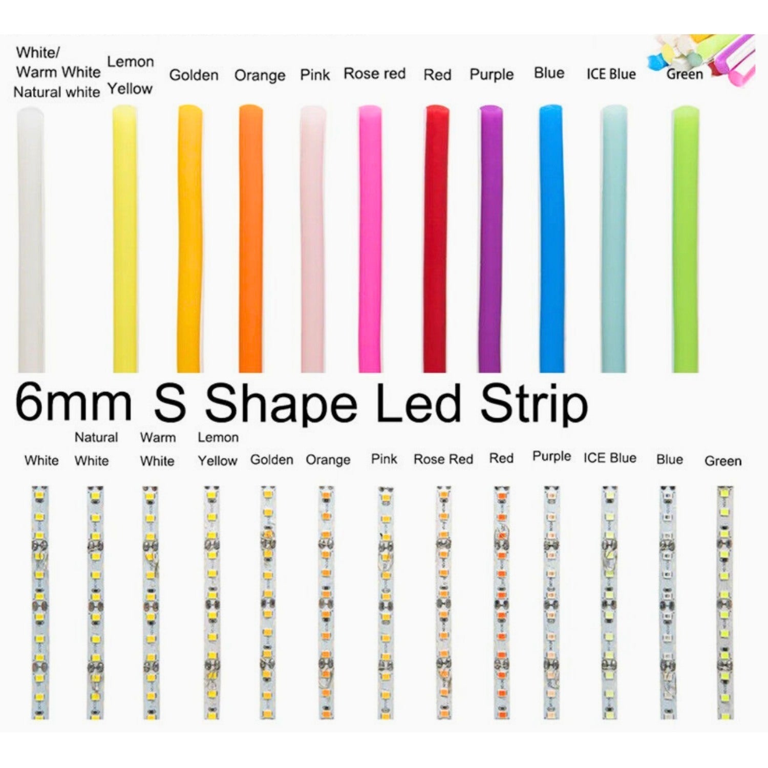 Led Strips 12V SMD2835 S Shape Bendable 120 Leds/m 6mm 5 Metre - House of LEDS