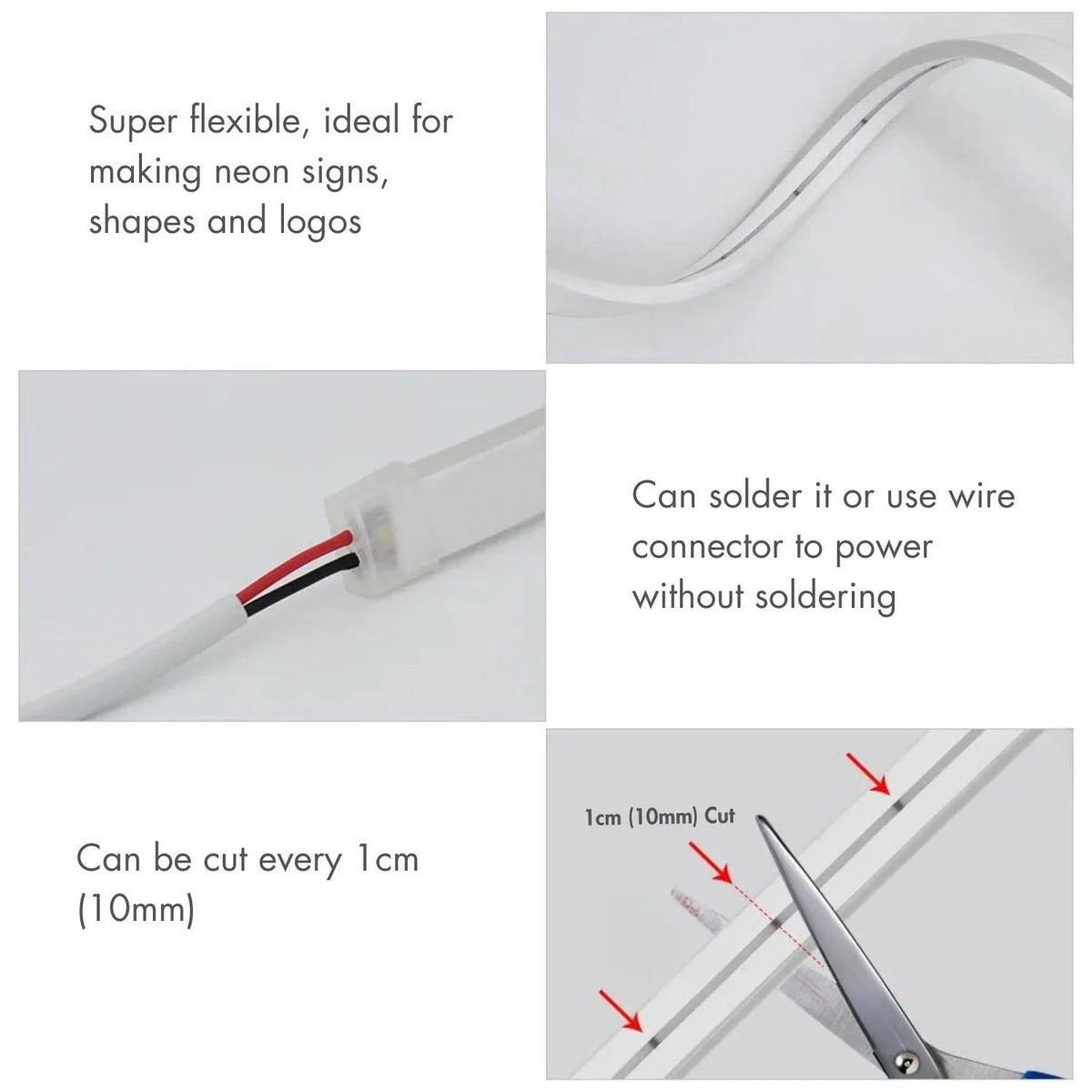 Mini Golden LED Neon Flex 12V 6x12mm 120LED/m IP65 Waterproof 1cm Cut — view 5 — House of LEDs UK
