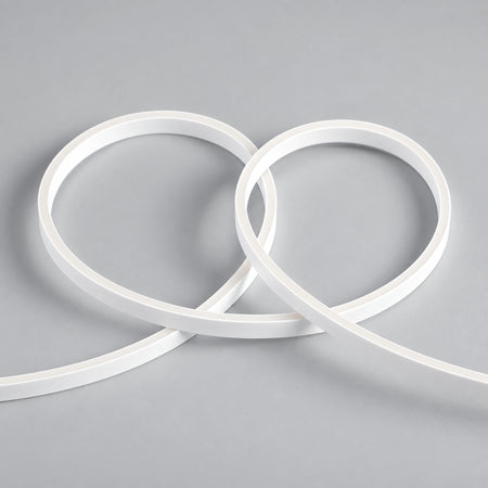 White silicone mini neon flex, switched off, showing flexible loops — reference illustration