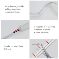 Mini Red LED Neon Flex 12V 6x12mm 120LED/m IP65 Waterproof 1cm Cut - House of LEDS