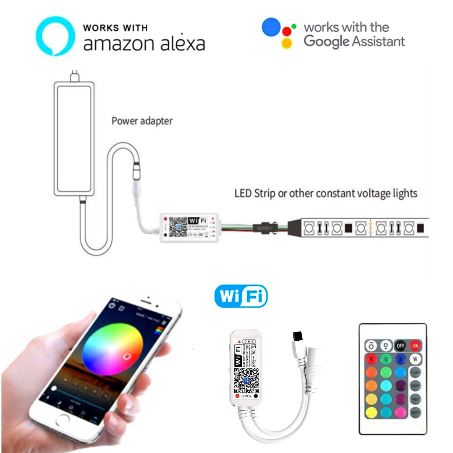 Mini RGB Neon Flex 24V 6x12mm IP65 Waterproof with WIFI Control App works with Alexa & Google Home 10 Metre Kit - House of LEDS