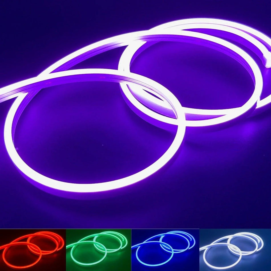 Mini RGB Neon Flex 6x12mm 12V IP65 Waterproof 5cm cut 5m Kit — House of LEDs UK
