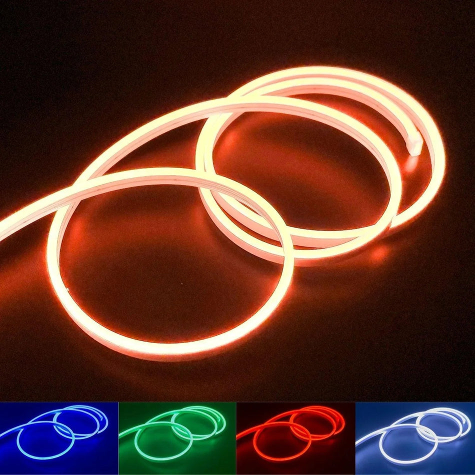 Mini RGB Neon Flex 6x12mm 24V IP65 Waterproof 5cm cut 10 Metre Kit — House of LEDs UK