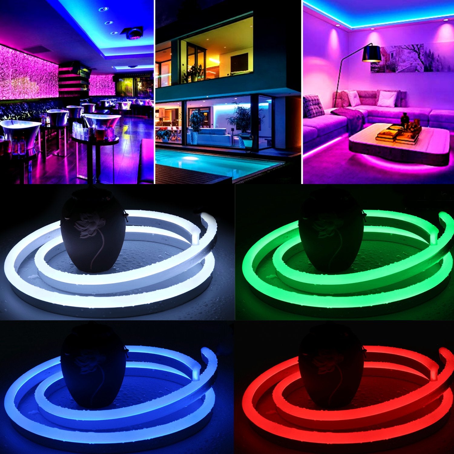 Mini RGB Neon Flex 6x12mm DC 24V IP65 Waterproof LED Neon Flex 10 Metre - House of LEDS