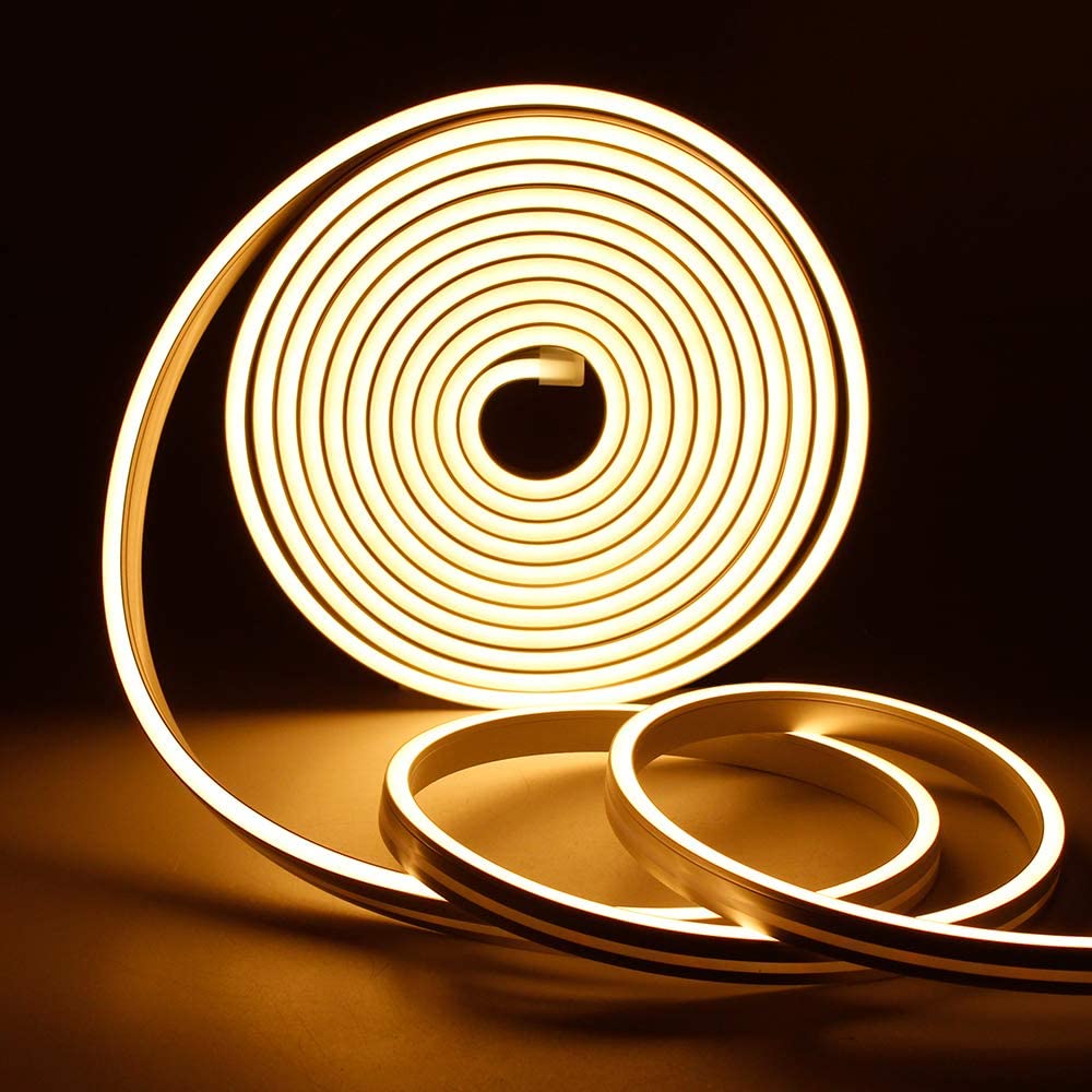 Mini Warm White Neon Flex 12V 6x12mm 120LEDs/m IP65 50 Metre Roll - House of LEDS