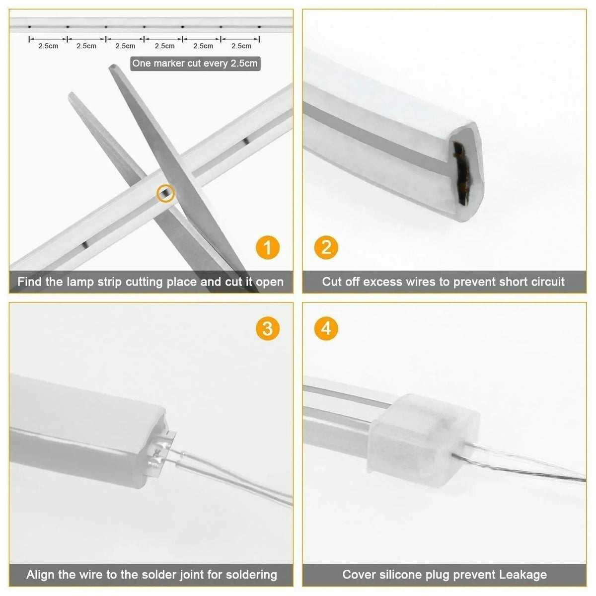 Mini Warm White Neon Flex 3000K 12V 6x12mm 120LEDs/m IP65 2.5cm Cut — view 6 — House of LEDs UK