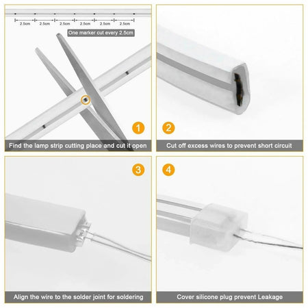 Mini Warm White Neon Flex 3000K 12V 6x12mm 120LEDs/m IP65 2.5cm Cut — view 6 — House of LEDs UK