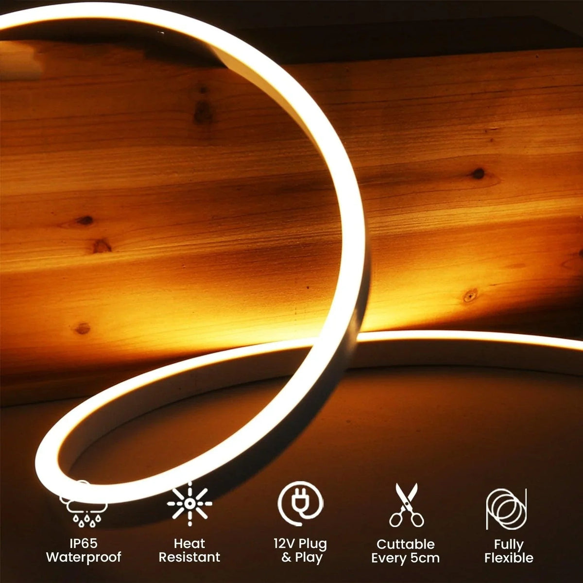 Mini Warm White Neon Flex 3000K 12V 6x12mm 120LEDs/m IP65 Waterproof 2.5cm Cut Kit — view 9 — House of LEDs UK