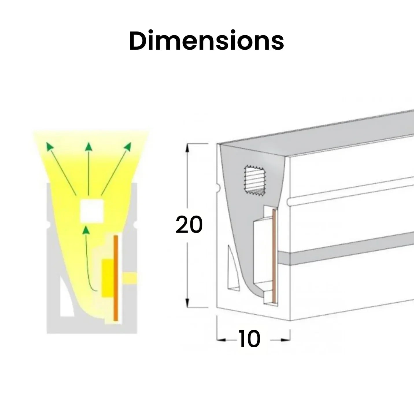 Natural White LED Neon Flex 4000K 24V 10x20mm IP68 Waterproof 10cm Cut - House of LEDS