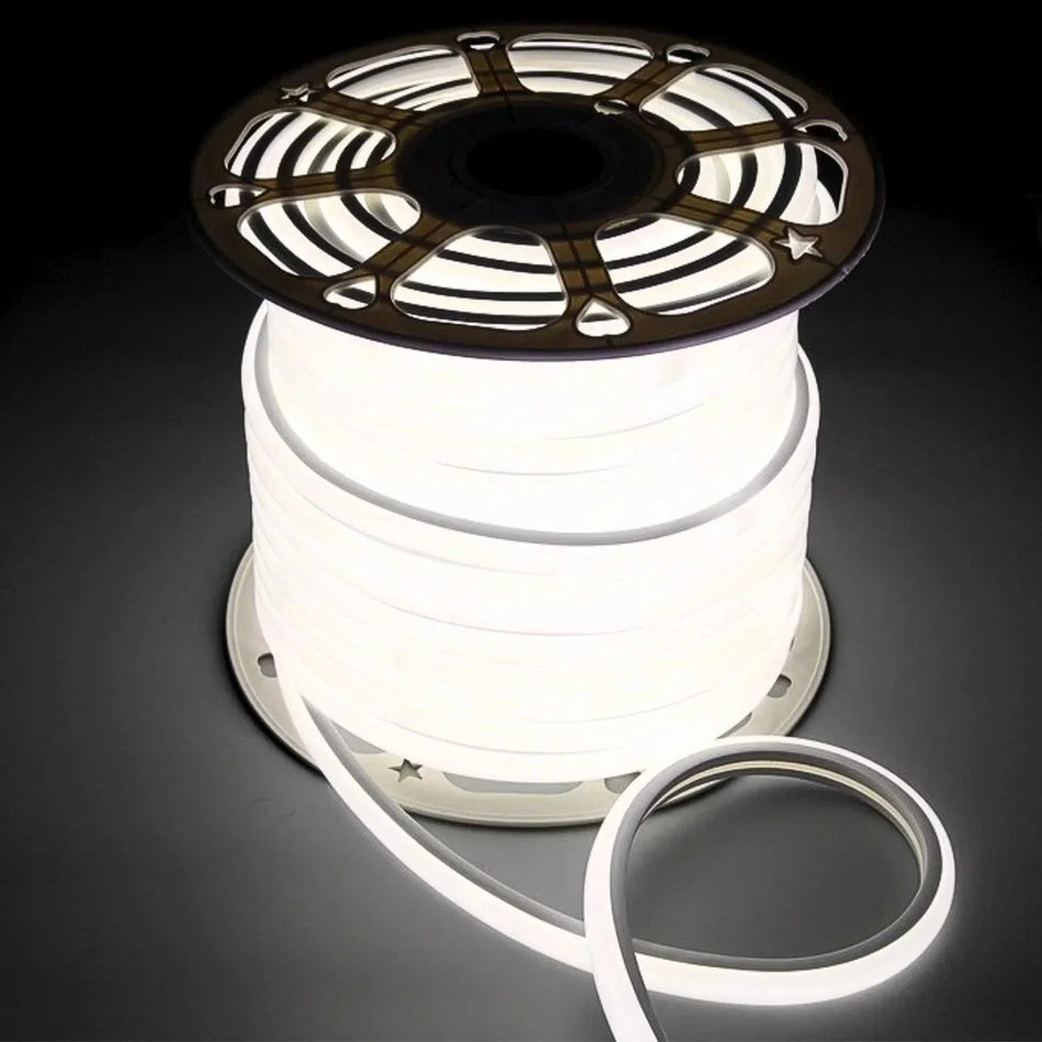 Natural White Neon Flex 16x16mm D Shape Top Bend 120LEDs/m 220V 240V IP65 with UK Plug — House of LEDs UK