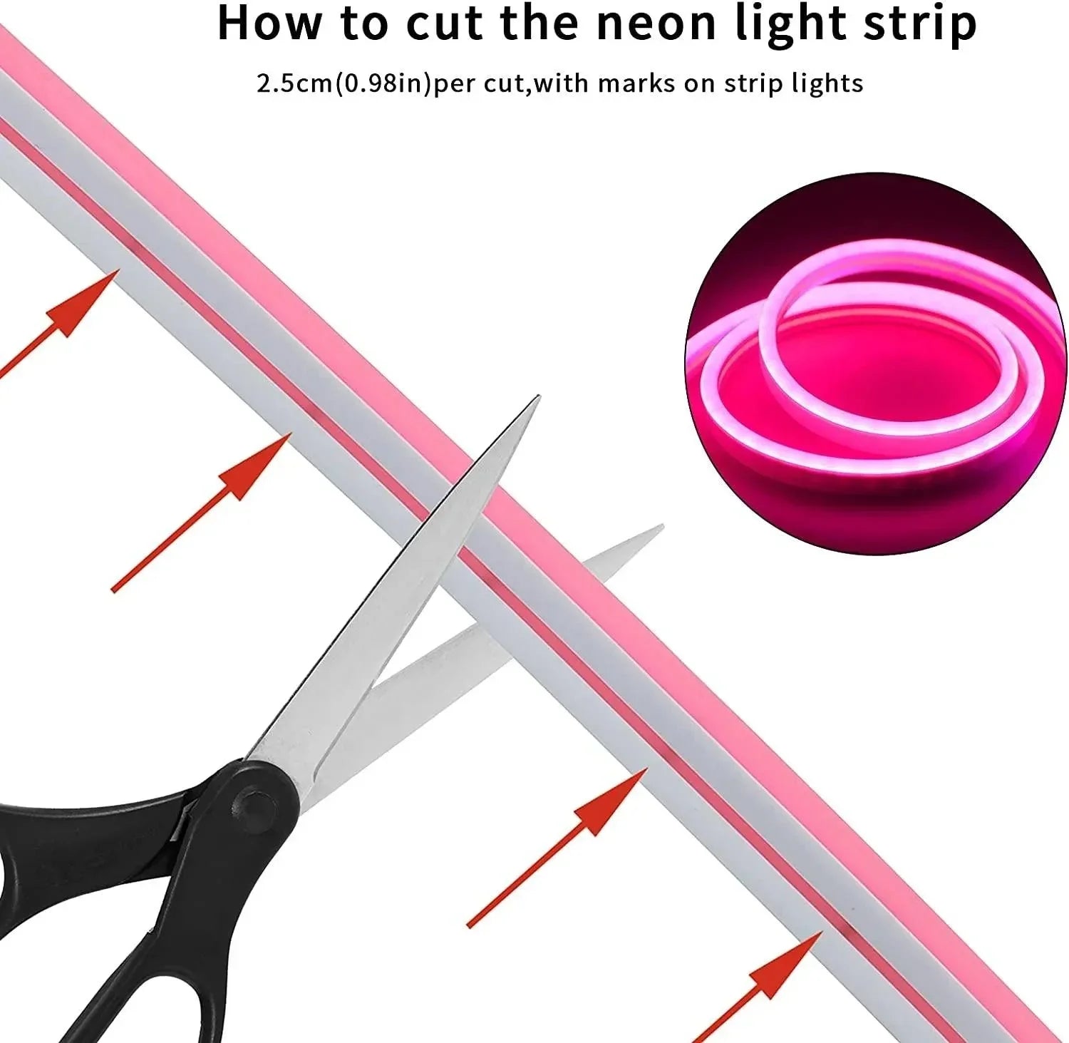 Pink LED Neon Flex DC 12V IP65 Waterproof 8x16mm 120 LEDs/M 1cm Cut — view 5 — House of LEDs UK