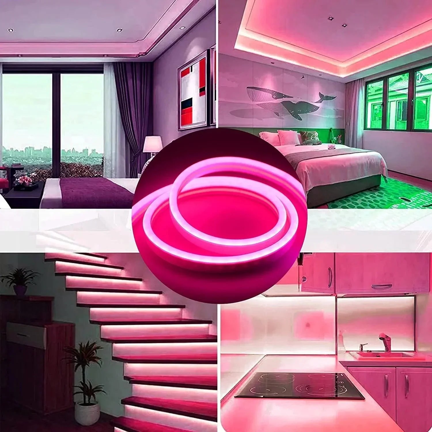 Pink LED Neon Flex DC 12V IP65 Waterproof 8x16mm 120 LEDs/M 1cm Cut — view 6 — House of LEDs UK