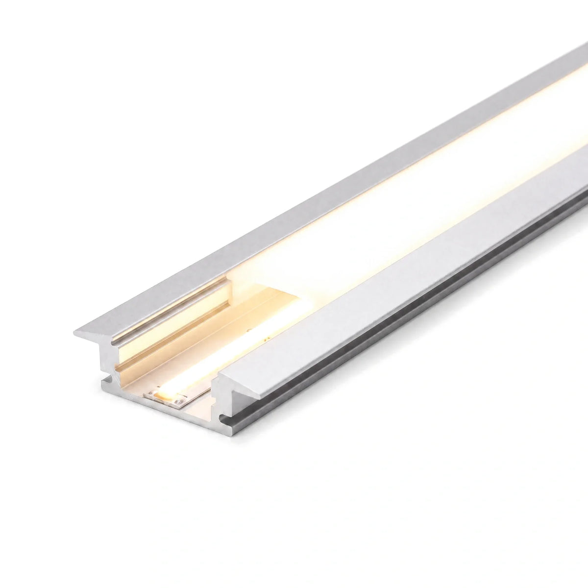 25x7mm recessed LED profile lit warm white through opal diffuser