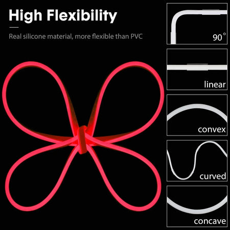 Red Neon Flex 12V 6x12mm 120LEDs/m IP65 Waterproof 2.5cm Cut Kit — view 4 — House of LEDs UK