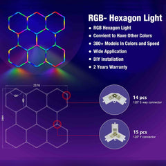 RGB Hexagrid LED Hexagon Ultrabright LED Multicolour Hex Lights - Eight Hex Grid - House of LEDS