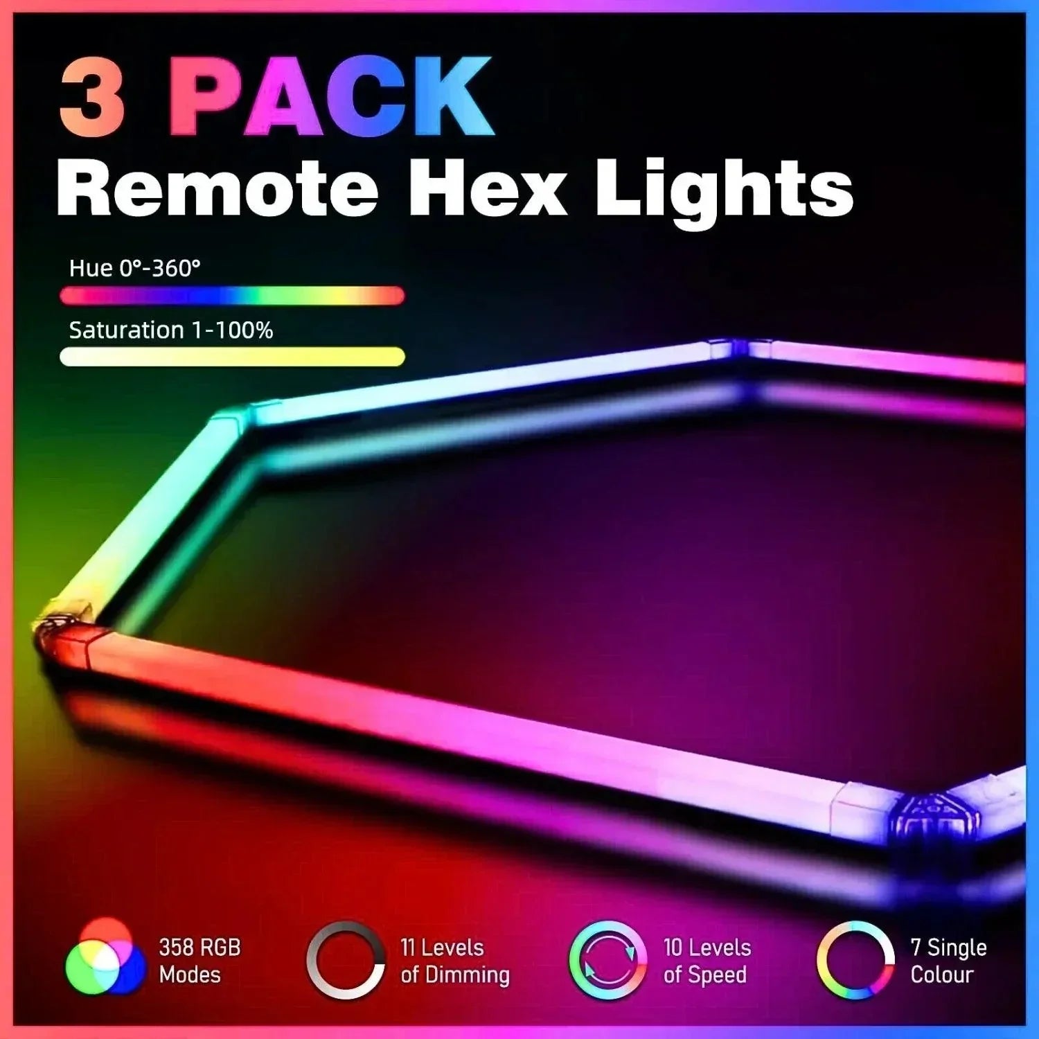 RGB Hexagrid LED Hexagon Ultrabright LED Multicolour Hex Lights - Three Hex Grid — view 4 — House of LEDs UK