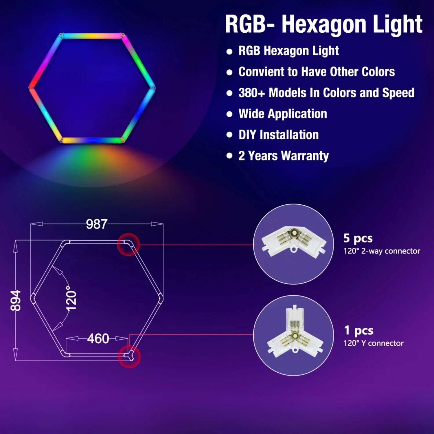 RGB Hexagrid LED Hexagon Ultrabright LED Multicolour Hex Lights - Three Hex Grid - House of LEDS