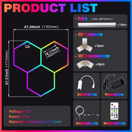 RGB Hexagrid LED Hexagon Ultrabright LED Multicolour Hex Lights - Three Hex Grid - House of LEDS