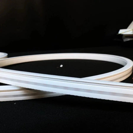 Close-up of the white silicone neon flex body with the lighting switched off