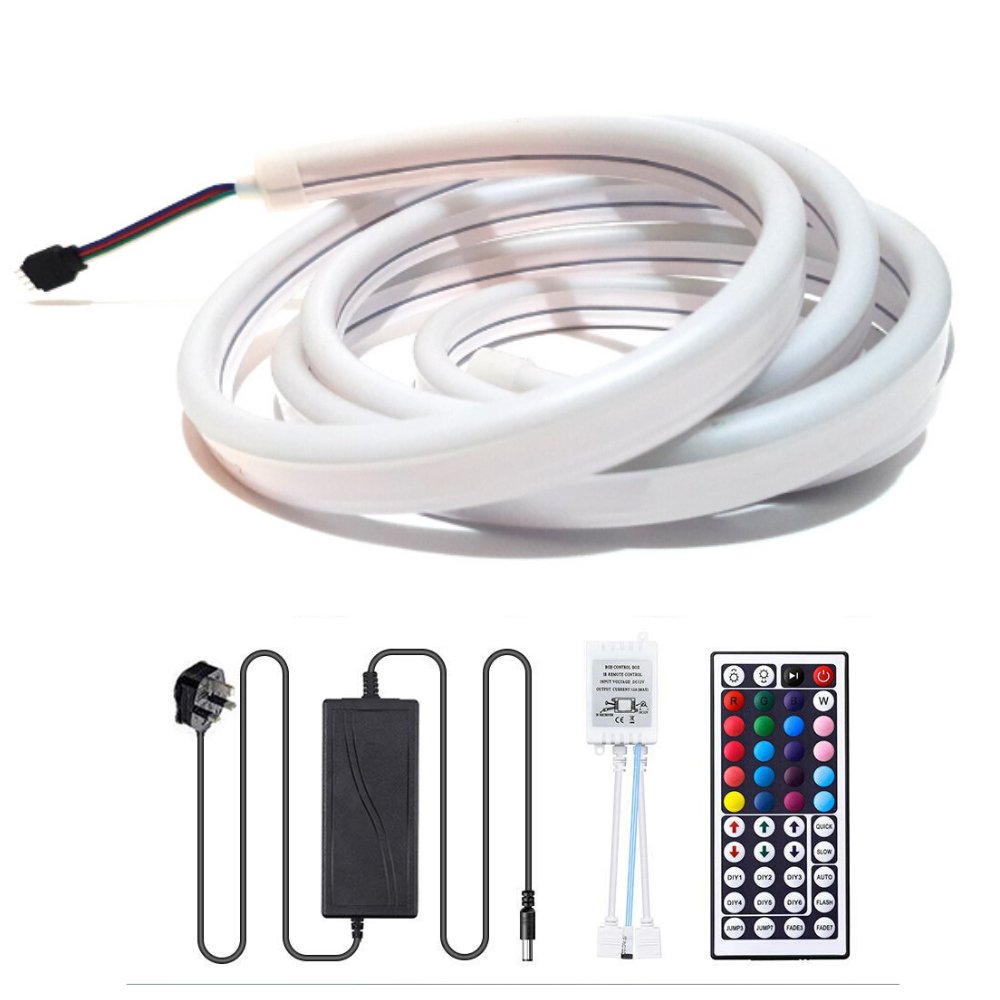 RGB LED Neon Flex 12V IP65 Waterproof 8x18mm with Remote 5 Metre Kit - House of LEDS