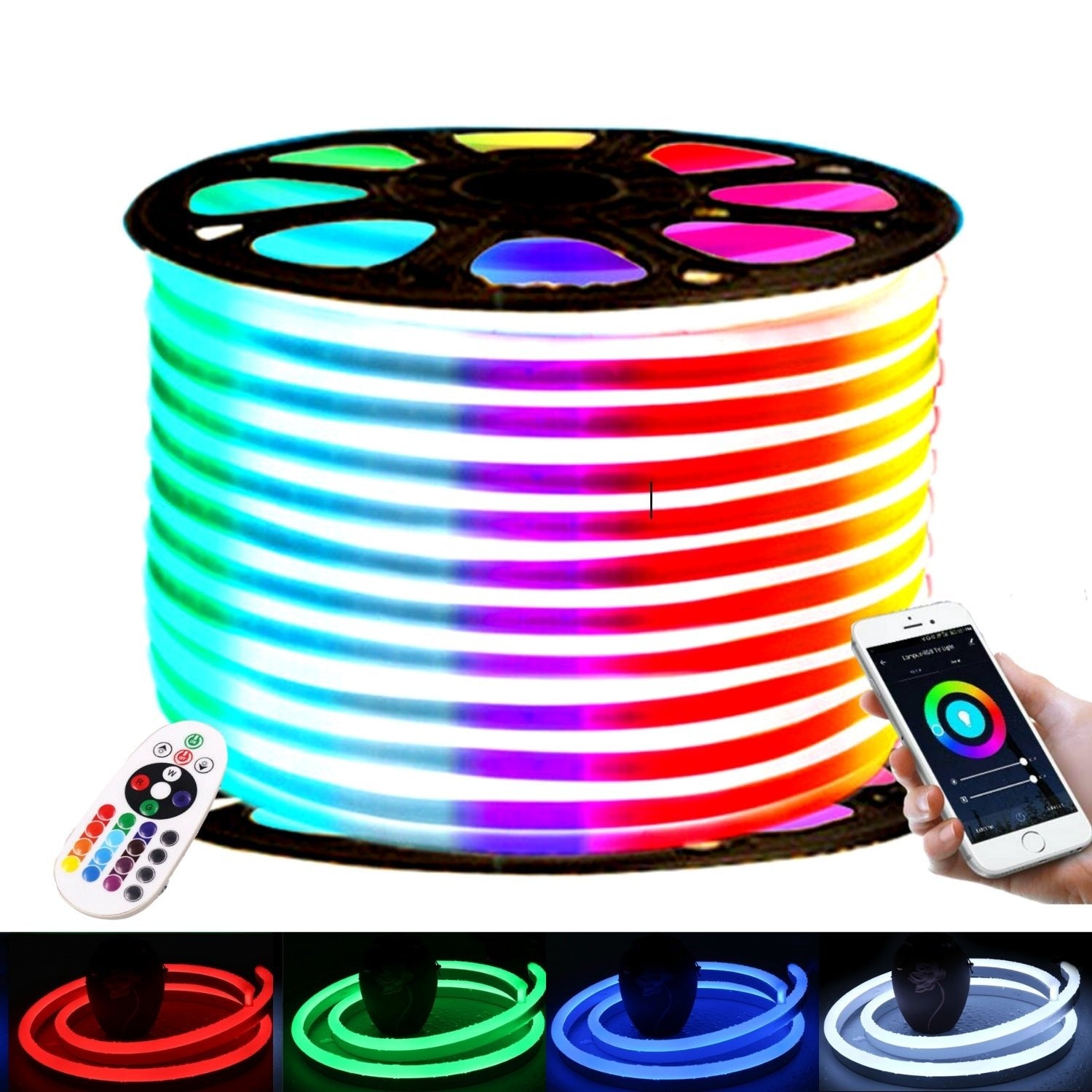 RGB LED Neon Flex 220V 240V 10x20mm Flat Shape IP65 Dimmable Bluetooth App Control - House of LEDS