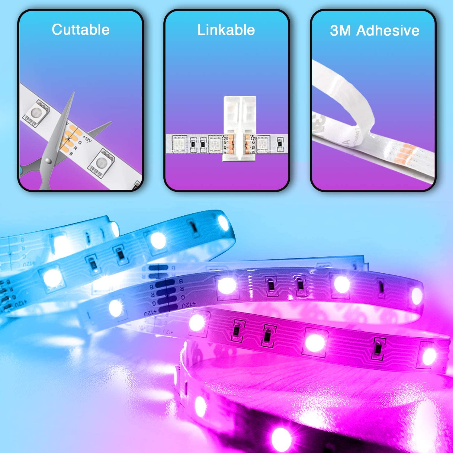 RGB LED Strip 12V 5050 12V IP20 Non Waterproof 300LED 10 Metre Kit - House of LEDS