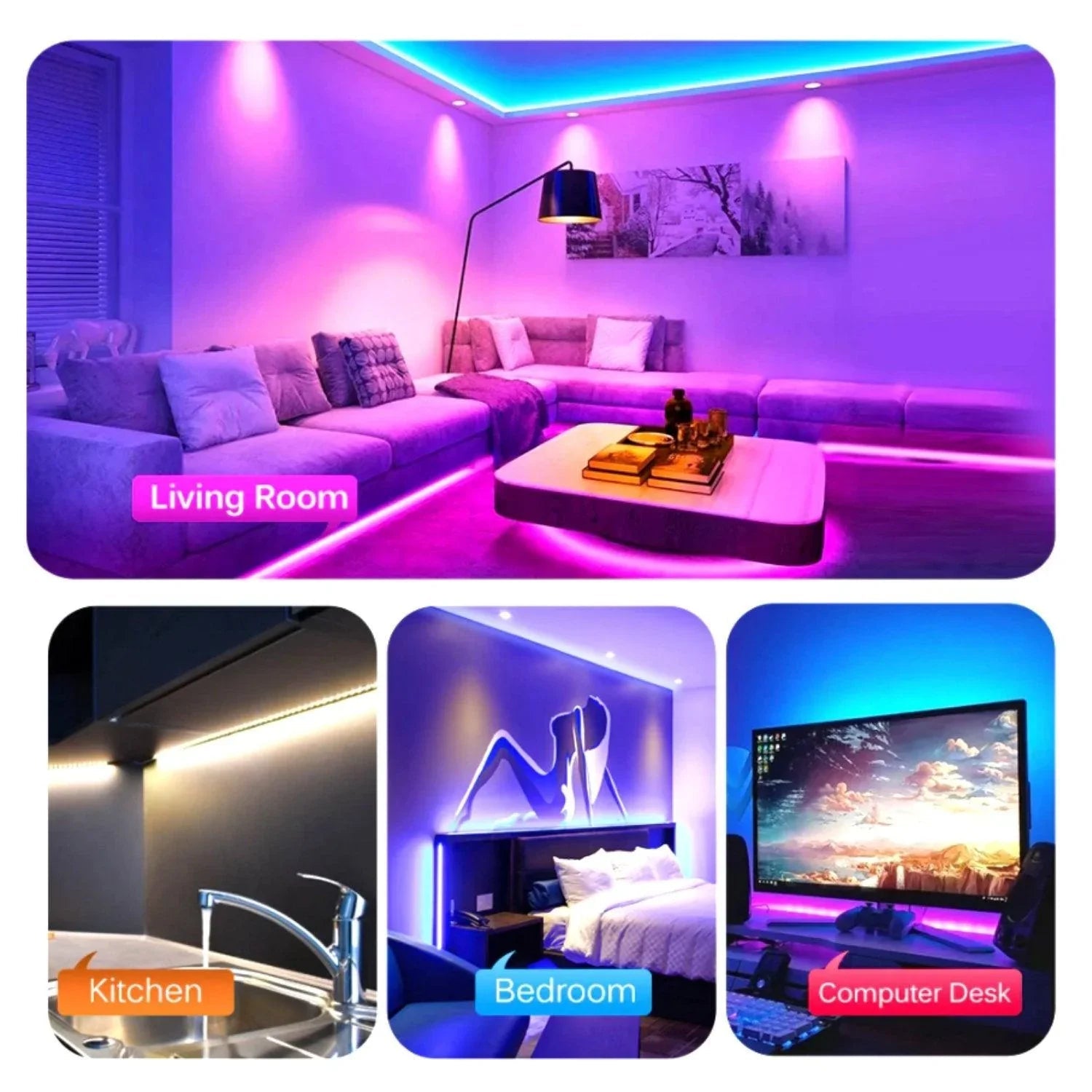 RGB LED Strip 12V 5050 IP20 Non-Waterproof 60LED/m 5 metre Kit — view 11 — House of LEDs UK