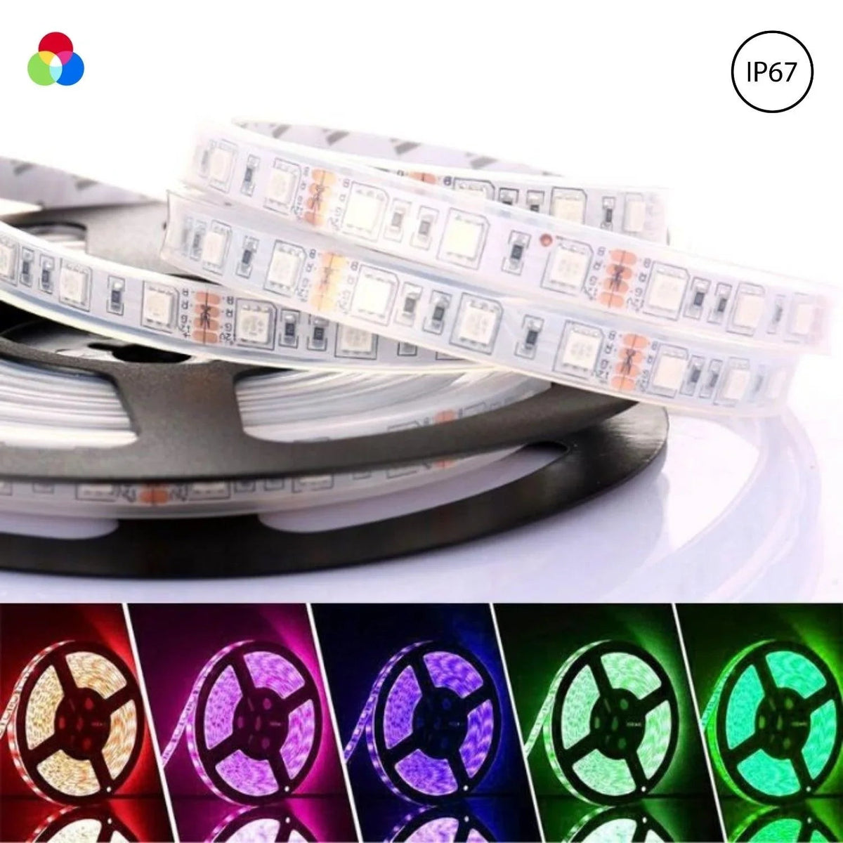 RGB LED Strip 12V 5050 IP67 Waterproof 60LED/m For Outdoor Use 5 Metre Kit — view 2 — House of LEDs UK