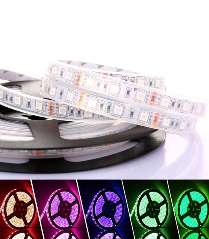 RGB LED Strip 12V 60LEDs/m IP68 Fully Waterproof Dimmable 5 Metre Kit - House of LEDS