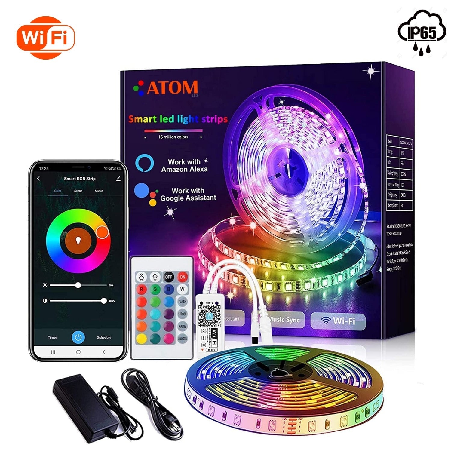 RGB LED Strip 12V WiFi Wireless Control IP65 Waterproof 300LEDs 5m Full Kit Work with Alexa and Google Home - House of LEDS