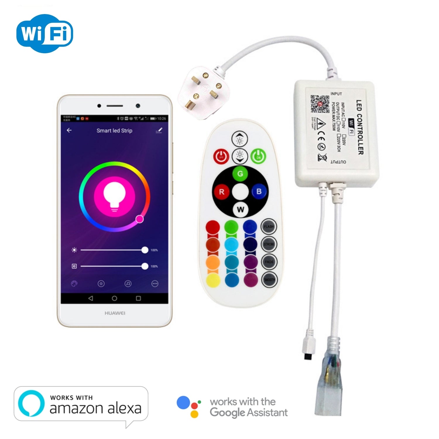 RGB LED Strip 220V 240V 120 LEDs/m IP65 Waterproof WIFI App Control Work With Google & Alexa - House of LEDS