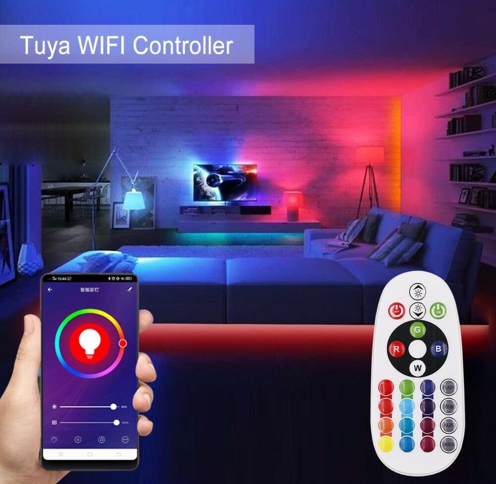 RGB LED Strip 220V 240V 120 LEDs/m IP65 Waterproof WIFI App Control Work With Google & Alexa - House of LEDS