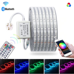 RGB LED Strip 220V 240V 60LEDs/m IP65 Wireless Bluetooth App Control with Remote - House of LEDS