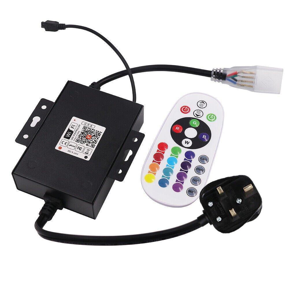 RGB LED Strip 220V 240V 60LEDs/m WIFI Controller with Remote Works with Google Home & Alexa — view 2 — House of LEDs UK