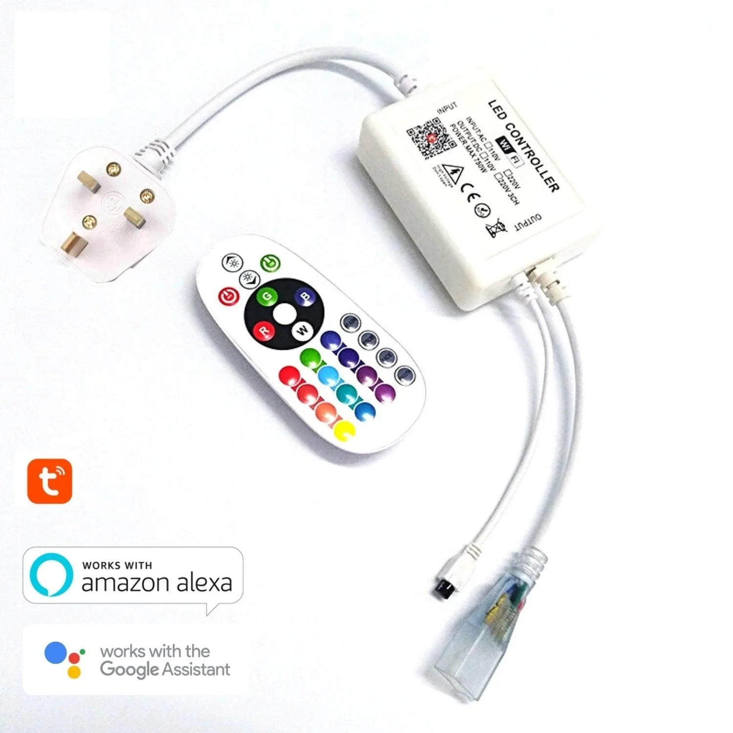 RGB LED Strip 220V 240V 60LEDs/m WiFi Tuya APP LED controller with 24key Remote — view 2 — House of LEDs UK