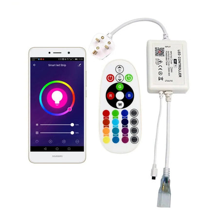 RGB LED Strip 220V 240V 60LEDs/m WiFi Tuya APP LED controller with 24key Remote — view 3 — House of LEDs UK